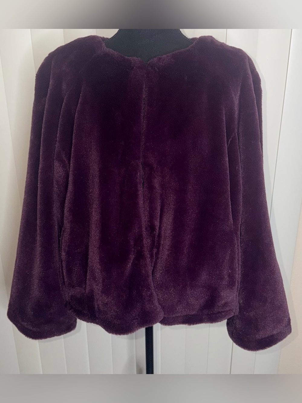 G.l.L.l. Faux Fur Jacket with Pockets Purple Soft Teddy Size XL EUC